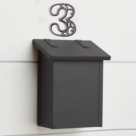 JSSEVN-Letrero moderno de hierro fundido para exteriores con números de casa, número de puerta de estilo retro, número de dirección para cafetería o bar (Número 3). (1/3)