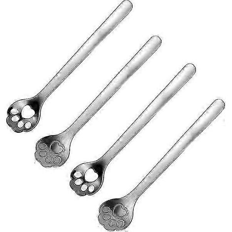 Cuillère à café en acier inoxydable motif patte de chat, cuillère à thé décorative, cuillère à expresso, cuillère à mélanger pour desserts, glaces, gâteaux et café (application TMM). (1/5)