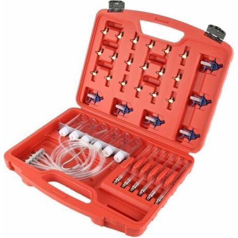 Kit de diagnostic pour injecteurs diesel avec débitmètre, test de conduite de carburant et adaptateur Common Rail, avec coffret de rangement.