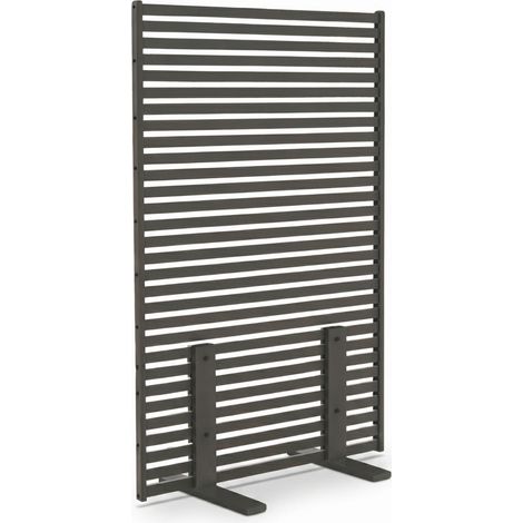 Idmarket – Paravent für außen – durchbrochene dekorative Klaustra 80 x 150 cm – horizontale Jalousien aus Metall – anthrazitgrau (1/5)