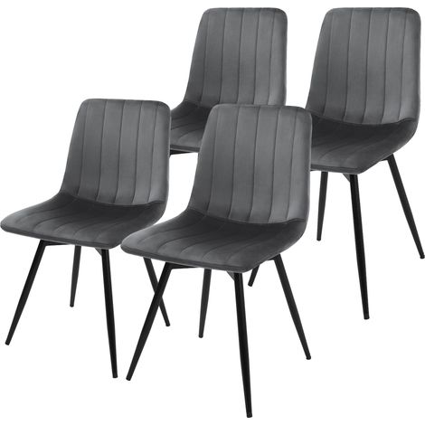 ML-Design Chaise de salle à manger en velours, lot de 4, pivotante 360 degrés, avec dossier, pieds en métal, design moderne Mid-Century, patins réglables, pour cuisine salon, 120 kg, anthracite (1/5)