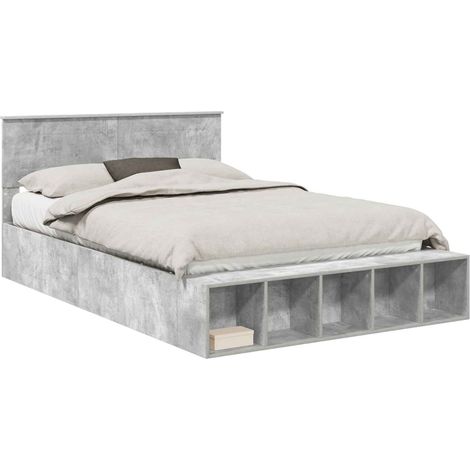 Maison Exclusive - Struttura del letto con lo scaffale Grigio cemento 140 x 190 cm
