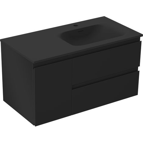 Mexen Orio armoire de salle de bain 90 cm avec lavabo Vela à droite, 2S, 1D, noir mat - 91A13-09047-3-BBFFF71-W23P71 (1/5)