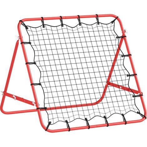 Rebounder für Fußball, 84 x 84 cm Fussball Rebounder mit stufenlos verstellbarem Winkel, Kickback Rückprallwand Fußballtor für Jugendliche Schuss-, Pass- und Ballannahmetraining Rot (1/5)