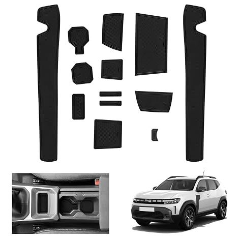 Dacia Duster 3 2024 2025 2026 Non-Slip Mat, Dacia Duster III 2025 Rubber Mat for Center Console, Cup Holder, Door Seam, Dacia Duster 3 Accessories Black (1/5)