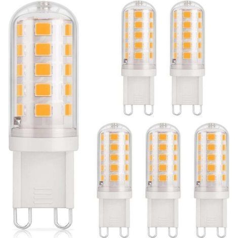 Ampoule LED G9 3 W 430 lm équivalent à un halogène de 40 W Blanc chaud 3 000 K 220-240 V CRI 85 Base en céramique à économie d'énergie non dimmable Base G9 standard Lot de 6 [Classe én (1/4)