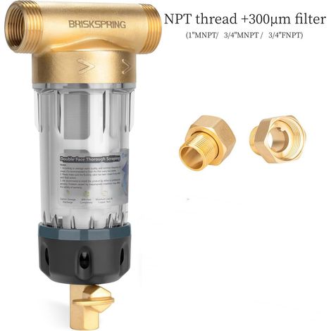 Wasser Vorfilter Sedimentfilter mit Schaber, Spin Down Sedimentfilter für Brunnenwasser, 300 Mikron, G 1" - G3/4" adapter