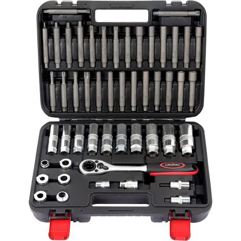 50 Pièces Kit d'outils de démontage d'amortisseur pour écrous d'amortisseur Outil d'installation de retrait avec adaptateurs à cliquet pour 99% des véhicules (1/5)