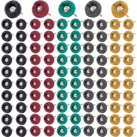 100 Pièces Meules à Polir Kit, 25mm Accessoires Dremel Polissage Abrasif Grain 80/150/240/400/600 Pour Outils Rotatifs Dremel Pour Polir Bijoux Bois (1/5)