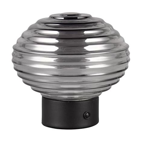 REALITY LEUCHTEN R57771154 EARL R57771154 LAMPE DE TABLE À 4 LED AVEC BATTERIE EN MÉTAL NOIR MAT ET VERRE FUMÉ 1,5 W