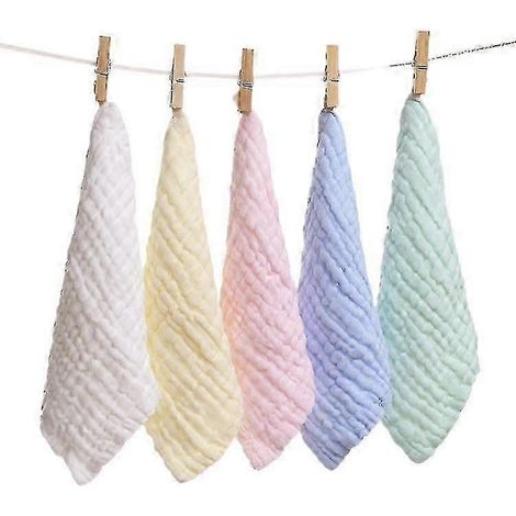 Lingettes en mousseline pour bébé, douces et confortables, 6 épaisseurs de coton, idéales pour la peau sensible de bébé. Lot de 5 (30 x 30 cm). Parfaites pour le visage des nouveau-nés. Un cadeau de n (1/5)