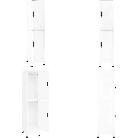 Schließfachschrank Weiß 38x45x180 cm Stahl - Schliessfachschrank - Metallschrank - Garderobe - Bürobedarf - Lagerraum - Home & Living (1/5)