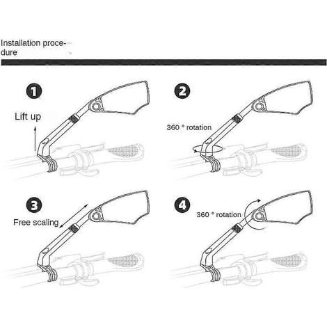 Rétroviseur télescopique en verre bleu avec deux lentilles à 360°, cadre rotatif, base, échelle et réglage de l'angle d'inclinaison. (1/5)