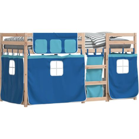 Letto a Castello senza Materasso Blu 90x190cm Massello Pino vidaXL (1/4)
