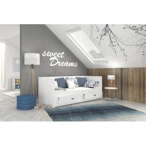 Lit Banquette 2 personnes HERMES 80X200 / 155X200 cm 1 Matelas , 1 Sommier et 2 Tiroir inclus