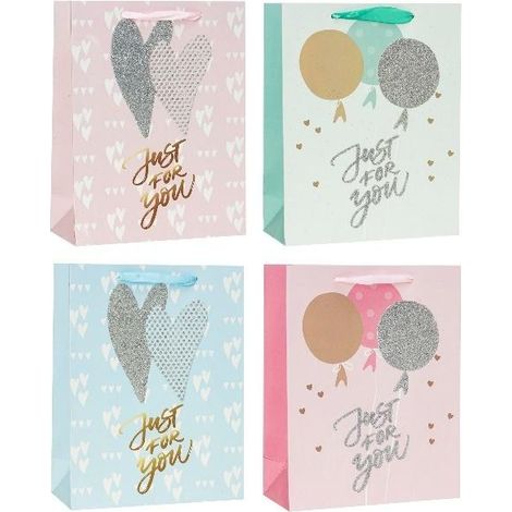 Bolsa decorativa con purpurina de 18x23x8cm con diseño de roseta