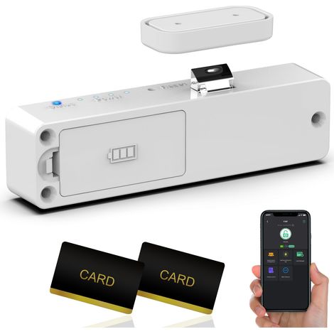 Verrou intelligent pour tiroir magnétique Bluetooth RFID sans perçage, verrou de sécurité enfant pour armoires et tiroirs, loquet invisible sans clé pour armoires de cuisine, commodes (1/5)