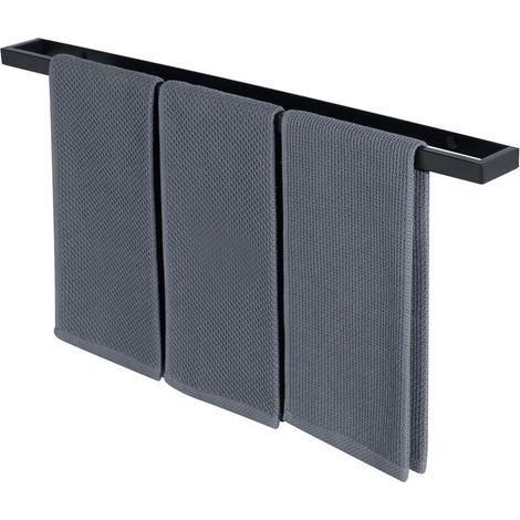 70CM Porte Serviette Salle de Bain, Support Serviette Mural en Acier Inoxydable pour Cuisine Lavabo Toilette, Montage à Vis, Noir Mat, EGJF070-B (1/5)
