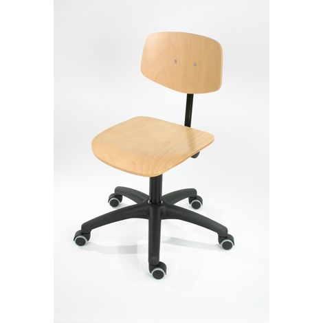 STIER Arbeitsstuhl mit Rollen Sitzhöhe 450-640 mm Buche natur