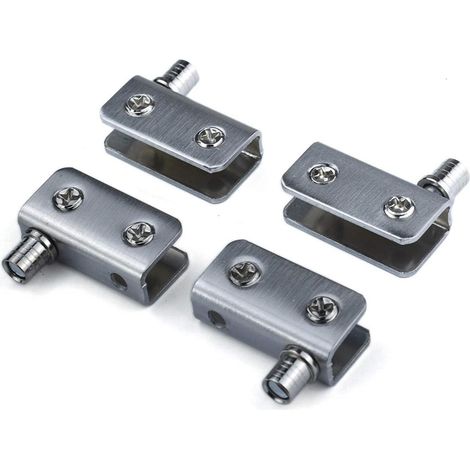 Charnières porte verre - Pivot 90° - Inox - 5-8 mm - Lot de 4 (1/5)