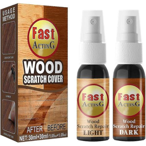 Enlève les rayures sur le bois, élimine les rayures sur le parquet, spray réparateur de rayures à action rapide pour tables, lits et sols en bois - ya : (1/4)