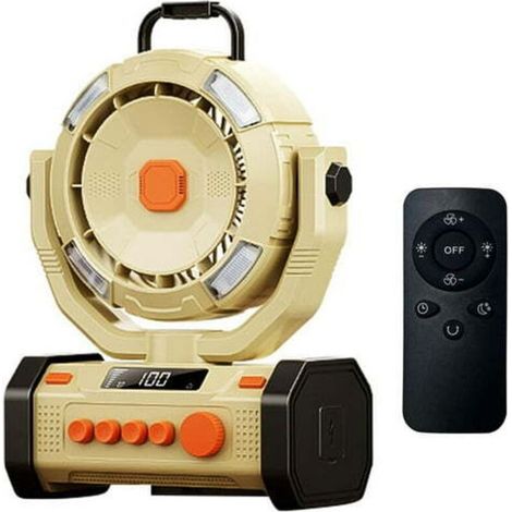 Ventilateur de Camping USB 10,000 mAh avec Lumière LED, Ventilateur Portable à 3 Vitesses avec Télécommande et Crochet Solution de refroidissement pour la Chambre, le Camping et le Bureau,ect (1/5)