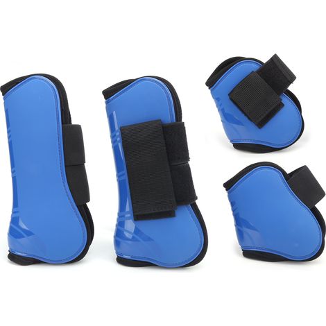 Guêtres de tendon pour cheval, lot de 4, coque en PU, protection du boulet, absorption des chocs, protection pour le saut d'obstacles, bleu XL (1/5)