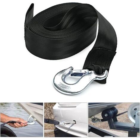 Cinghia per verricello da rimorchio resistente con gancio, larga 5,1 cm, lunga 6 m, per veicoli (1/4)