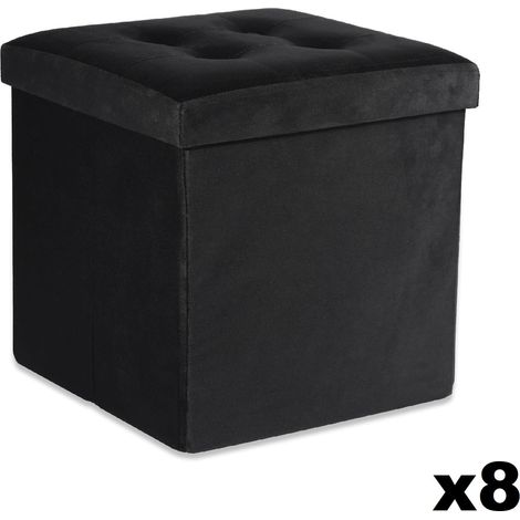Valora PUF PLEGABLE L Asiento de almacenamiento en terciopelo negro x8 (1/5)