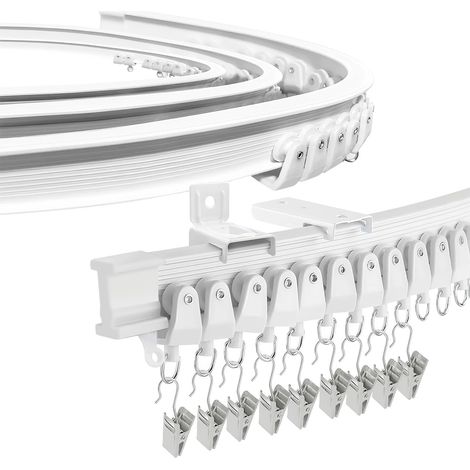 10ft Folding Bay Window Curtain Rod Flexible Curved Wall Bracket Heavy Duty Plastic RV Bed Curtain Rail System Room Divider (1/5)
