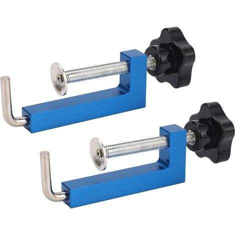 Deux serre-joints universels réglables de type G pour le travail du bois, avec corps rigides en aluminium, adaptés aux scies à onglets, aux fraiseuses et aux scies circulaires. (1/5)