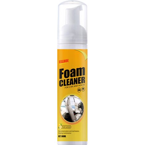 Nettoyant En Mousse Polyvalent - 2 x 100 ml - Pour Intérieur Et Extérieur De Voiture - Cuisine - Maison - Citron (1/5)