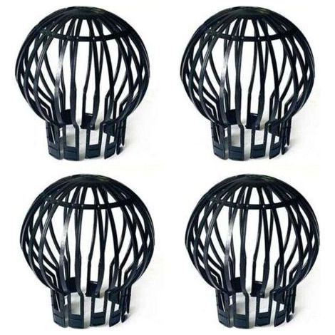 Lot de 4 bouchons de protection de gouttière en plastique pour tuyau de descente - Anti-blocage des feuilles, mousse, boue, boue, boules et autres débris - Noir (1/3)