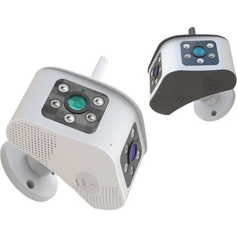 Caméra de sécurité à domicile 1 pièces caméra de sécurité binoculaire 4K Protection de sécurité extérieure 8MP HD caméra de survalance CCTV 180 ° Ultra grand Angle maison intelligente(Grey 6MP 64G Car (1/5)