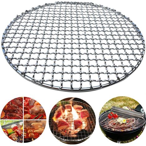 Grillrost aus rostfreiem Edelstahl, stapelbar, runder Grillrost, geeignet für das Grillen im Freien – 38 cm