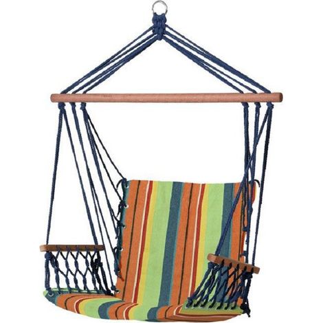 TrAdE Shop Traesio - Amaca Sedia Sospesa Multicolore 100x50x3 Cm In Tessuto Campeggio Giardino 69608a -