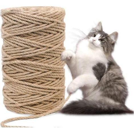 Corde en Sisal pour Arbre à Chat 6mm X 50m, Rechange d'arbre à Chat, Corde de Chanvre Naturelle, Corde de Rechange en Sisal (1/4)