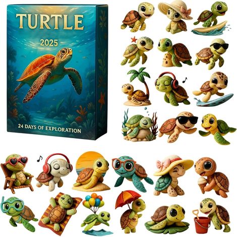 Calendrier De L Avent Tortue 2D Avent 24 Jours 2025 Calendrier de Noël aux Charmes d'Animaux Marins Pour Sac Téléphone Pour Entrée Table Salon Chambre Fenêtre Porte Cheminée (1/5)