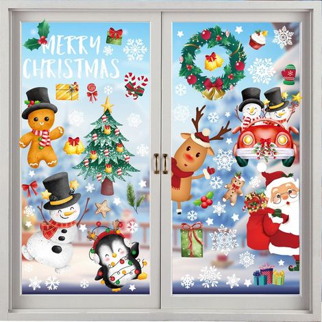 Stickers Noel Fenetre Réutilisable Electrostatique Hiver Decoration Amovibles NoëL Autocollants Fenêtre 143 Pièces PVC (1/5)