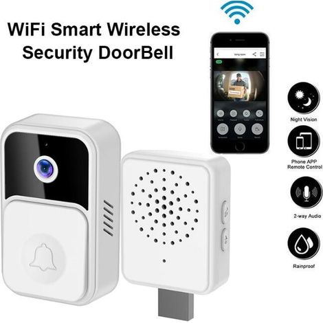 Sonnette sans fil Wi-Fi, contrôle à distance du ménage par téléphone portable, caméra Dingdong-AquaForge (1/5)