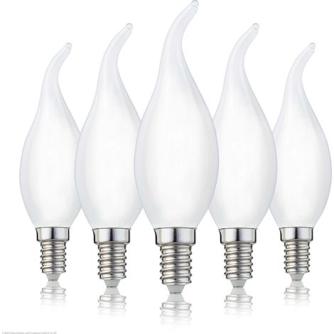 Ampullen LED E14, Lot 5, Ampullen E14 LED weiß in Form von Bougie Flamm, 2700 K weiß, ohne Funkeln (1/4)