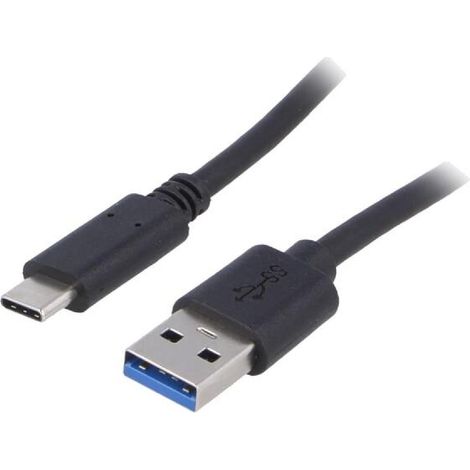 Cable- USB 3.0- USB A prise.USB C prise- nickele- 0.5m- noir