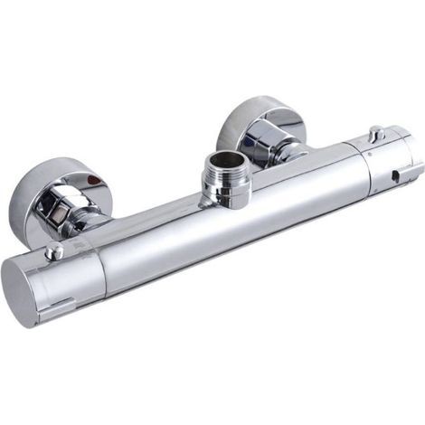 Mitigeur thermostatique de douche, double levier, montage mural, avec mitigeur thermostatique d'eau - bec vers le haut, pour salles de bains, camping-cars et baignoires (1/5)