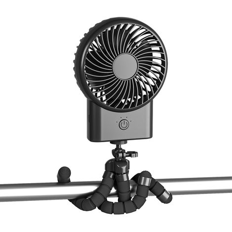 Ventilateur Clip 360° Rotatif Portable USB Rechargeable pour Poussette, Siège Auto, Lit Bébé - Mini Ventilateur de Voyage Mural avec Pince, Main Libre, Silencieux, 3 Vitesses (1/3)