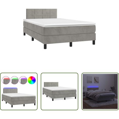 vidaXL Sommeil réparateur - Sommier à lattes de lit avec matelas LED gris clair 120x190 cm (1/5)