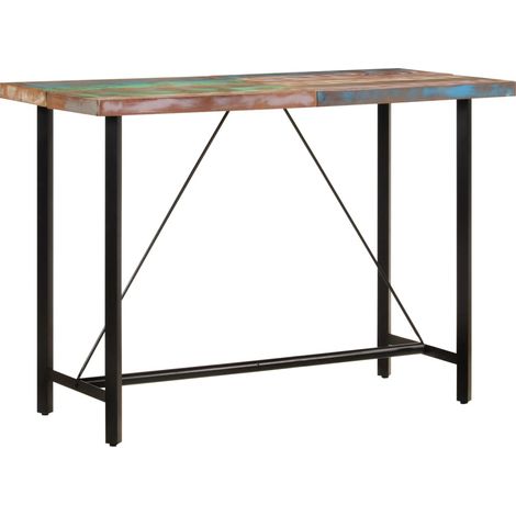 Mesa alta de hierro y madera maciza reciclada 150x70x107 cm vidaXL