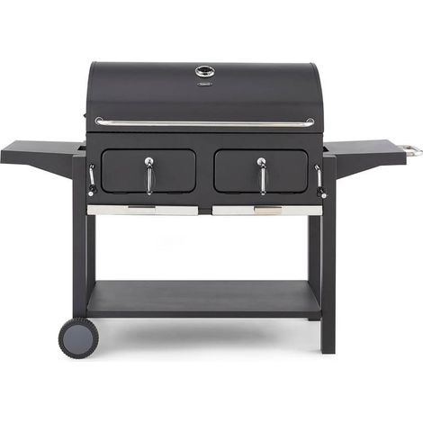 Tower Ignite T978510 Duo XL BBQ Grill with Adjustable Charcoal Grill and Temperature Gauge, Black