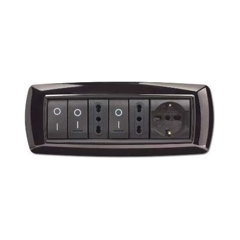 PLAQUE DE BOUTON-POUSSOIR NOIRE 'MYLIFE' 7 Modules