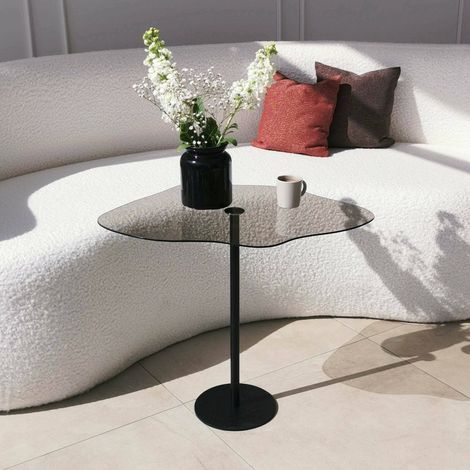 Dmora - Wohnzimmertisch Dfrendru, Niedriger Wohnzimmertisch, Kaffeeregal, Couchtisch für Sofa, 60x45h50 cm, Schwarz (1/5)