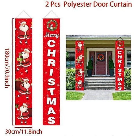 Décoration de porte de Noël, bannière Joyeux Noël, décoration à suspendre pour la maison, ornement de Noël, cadeau de bonne année, 5 (1/5)